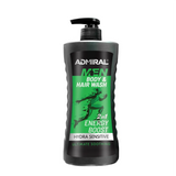 Admiral Men Energy Boost 2in1 Body and Hair Wash black pump bottle with green label